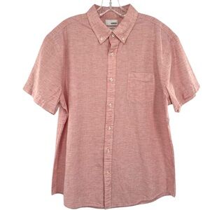 Sonoma Men’s Linen Blend Modern Fit Button Down Shirt Large Short Sleeve